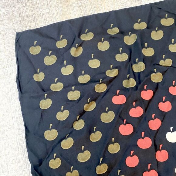 60s 70s Vintage Echo Italy Silk Scarf Novelty Apple Print Retro Mod Twee Swiftie - Picture 2 of 6